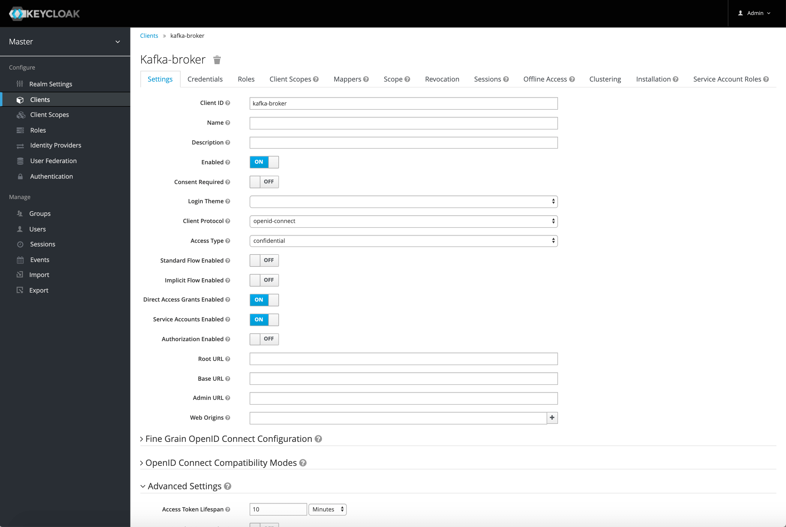 Create Client in Keycloak Console