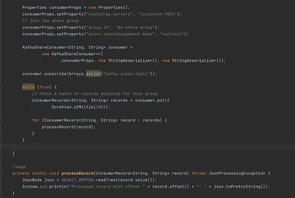 KafkaShareConsumer API