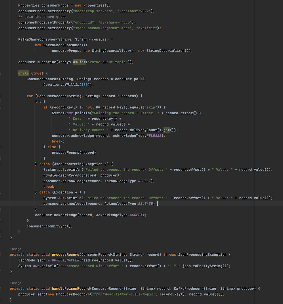 KafkaShareConsumer API